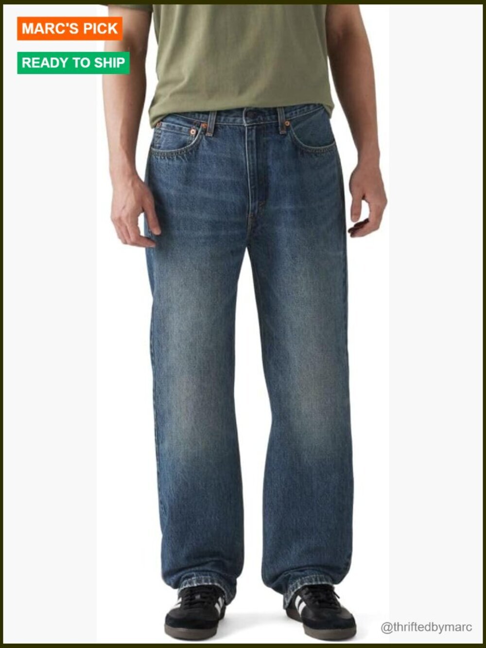 Mens 565 Loose Straight Jeans 32x34 Cotton Mid Rise